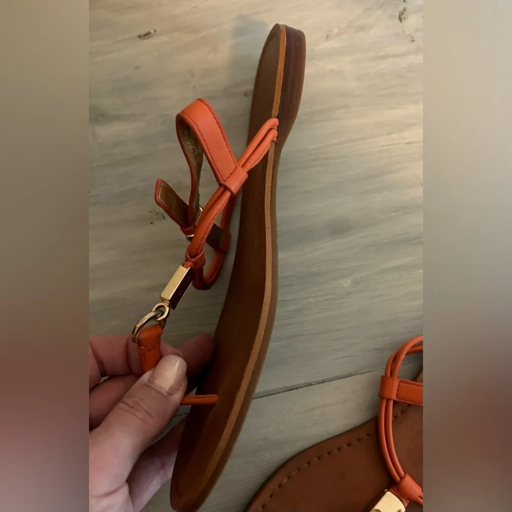 COACH Charleen T-Strap Sandals, Size 8, in Orange summer beach casual festival